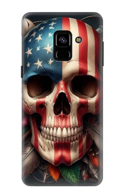 S4015 Drapeau américain de crâne Etui Coque Housse pour Samsung Galaxy A8 (2018)