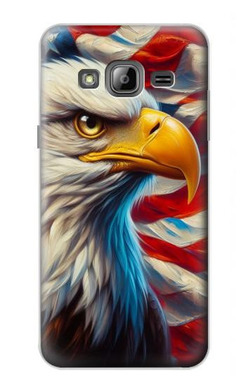 S3967 Pygargue à tête blanche, drapeau américain Etui Coque Housse pour Samsung Galaxy J3 (2016)