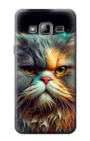 S3971 Chat peint en couleur Etui Coque Housse pour Samsung Galaxy J3 (2016)