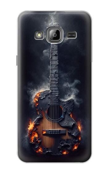 S3972 Graphique de guitare acoustique brûlée Etui Coque Housse pour Samsung Galaxy J3 (2016)