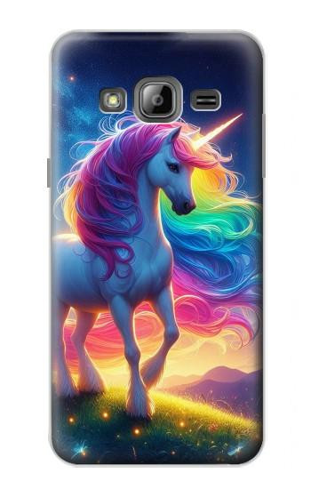 S3977 Licorne colorée Etui Coque Housse pour Samsung Galaxy J3 (2016)