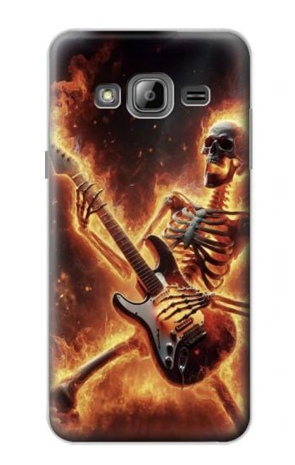 S3984 Squelette de feu jouant de la guitare Etui Coque Housse pour Samsung Galaxy J3 (2016)