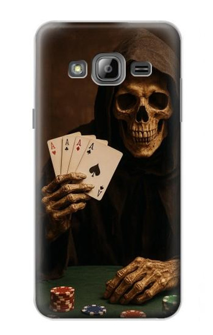 S3994 Gagner au poker avec la Faucheuse Etui Coque Housse pour Samsung Galaxy J3 (2016)