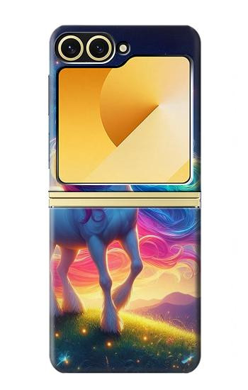 S3977 Licorne colorée Etui Coque Housse pour Samsung Galaxy Z Flip 6, Flip 7 FE