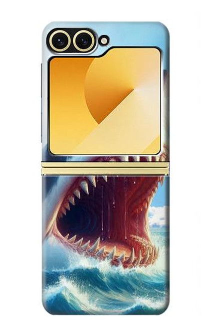 S4004 Peinture à l'huile Requin géant Etui Coque Housse pour Samsung Galaxy Z Flip 6, Flip 7 FE
