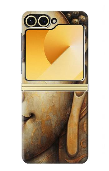 S4022 Visage de Bouddha vintage style doré Etui Coque Housse pour Samsung Galaxy Z Flip 6, Flip 7 FE