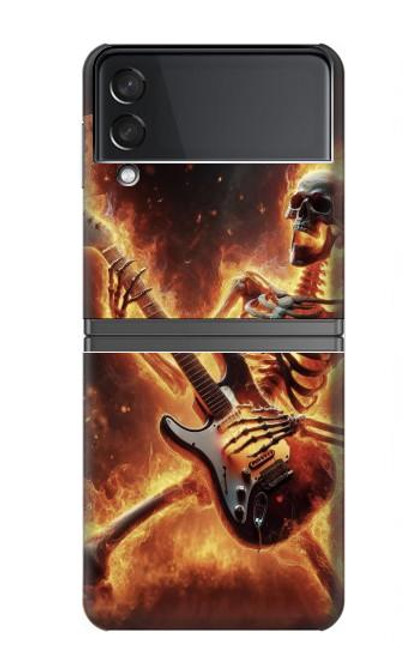 S3984 Squelette de feu jouant de la guitare Etui Coque Housse pour Samsung Galaxy Z Flip 4
