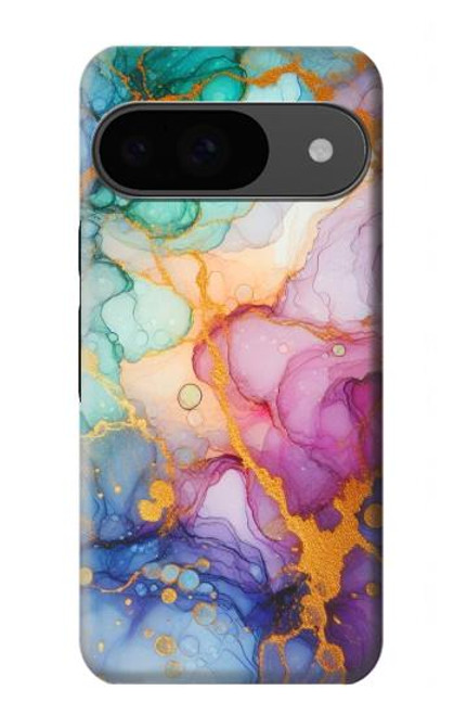 S4001 Lilas abstrait multicolore, émeraude Etui Coque Housse pour Google Pixel 9