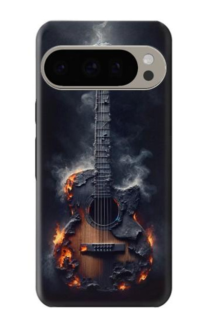 S3972 Graphique de guitare acoustique brûlée Etui Coque Housse pour Google Pixel 9 Pro
