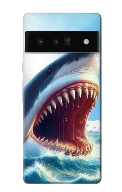 S4004 Peinture à l'huile Requin géant Etui Coque Housse pour Google Pixel 6 Pro