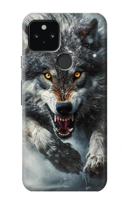 S3965 Loup en colère courant Etui Coque Housse pour Google Pixel 5