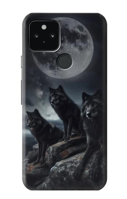 S3970 Pleine lune du loup noir Etui Coque Housse pour Google Pixel 5
