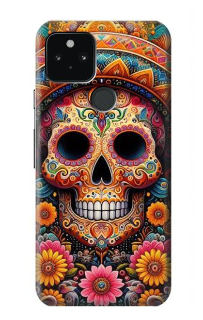 S3999 Peinture de crâne mexicain Etui Coque Housse pour Google Pixel 5