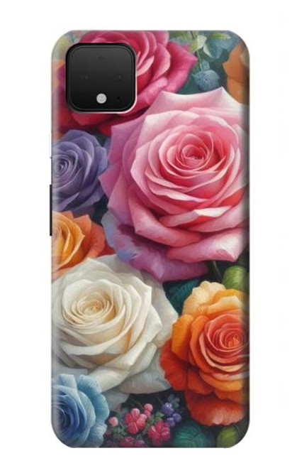S3975 Peinture de roses colorées Etui Coque Housse pour Google Pixel 4