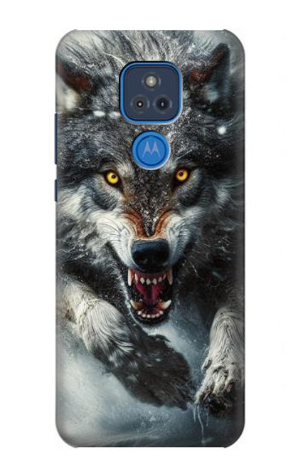 S3965 Loup en colère courant Etui Coque Housse pour Motorola Moto G Play (2021)