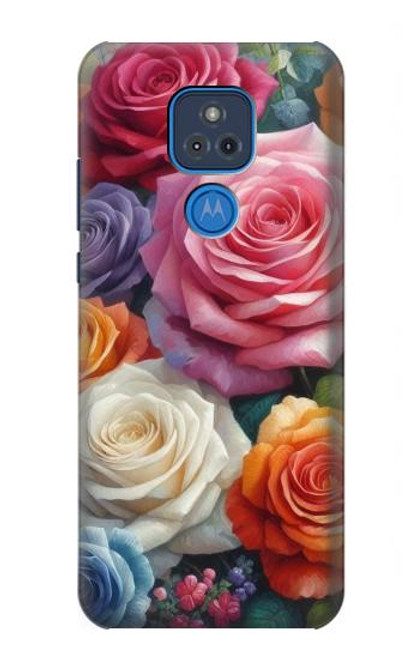 S3975 Peinture de roses colorées Etui Coque Housse pour Motorola Moto G Play (2021)