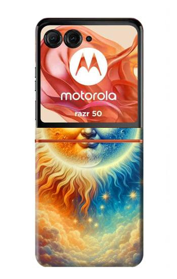 S3966 Soleil artistique et lune Etui Coque Housse pour Motorola Razr 70,60,50, Razr (2026, 2025, 2024)