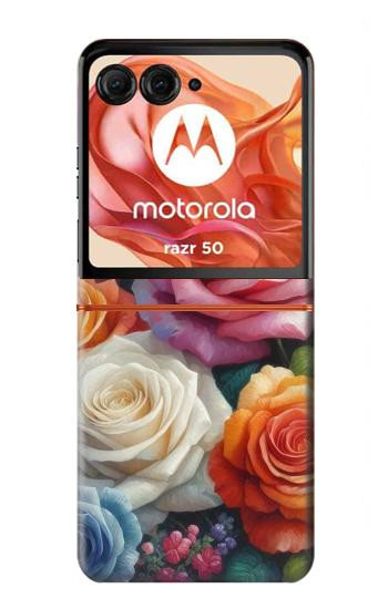 S3975 Peinture de roses colorées Etui Coque Housse pour Motorola Razr 70,60,50, Razr (2026, 2025, 2024)