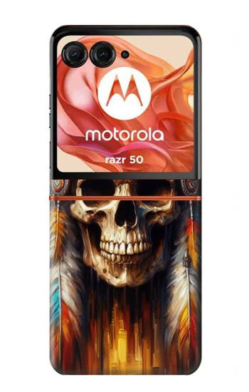 S4016 Crâne amérindien Etui Coque Housse pour Motorola Razr 70,60,50, Razr (2026, 2025, 2024)