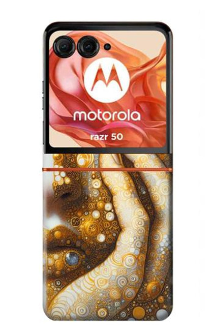 S4026 Femmes pleurant une larme dorée Etui Coque Housse pour Motorola Razr 50