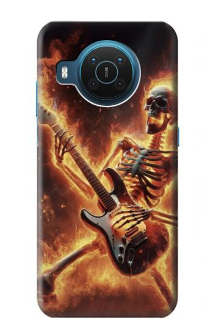 S3984 Squelette de feu jouant de la guitare Etui Coque Housse pour Nokia X20