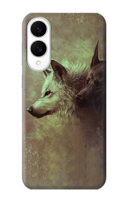 S0931 Loup Blanc Noir Etui Coque Housse pour Samsung Galaxy S25 Edge