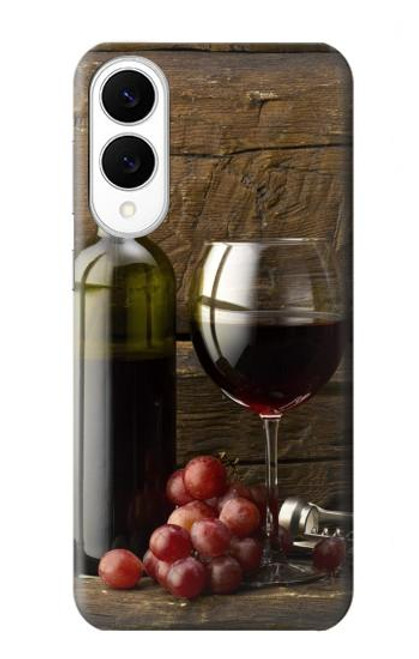 S1316 Raisins Bouteille et un verre de vin rouge Etui Coque Housse pour Samsung Galaxy S25 Edge