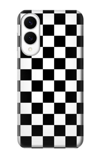 S1611 Échiquier Damier Noir Blanc Etui Coque Housse pour Samsung Galaxy S25 Edge