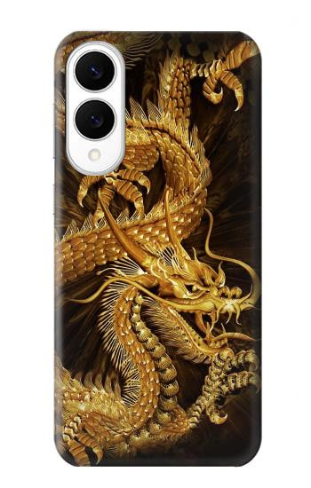 S2804 Dragon d'or imprimé chinois Etui Coque Housse pour Samsung Galaxy S25 Edge