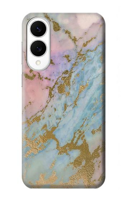S3717 Imprimé graphique en marbre bleu pastel or rose Etui Coque Housse pour Samsung Galaxy S25 Edge
