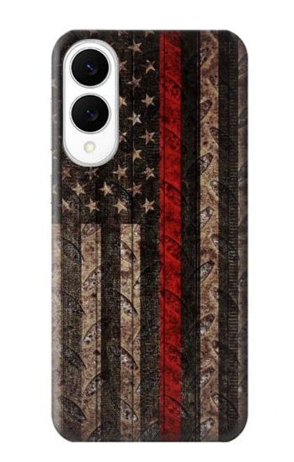 S3804 Graphique de drapeau de ligne rouge en métal de pompier Etui Coque Housse pour Samsung Galaxy S25 Edge