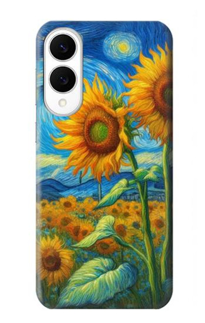 S4019 Tournesol style Van Gogh Etui Coque Housse pour Samsung Galaxy S25 Edge