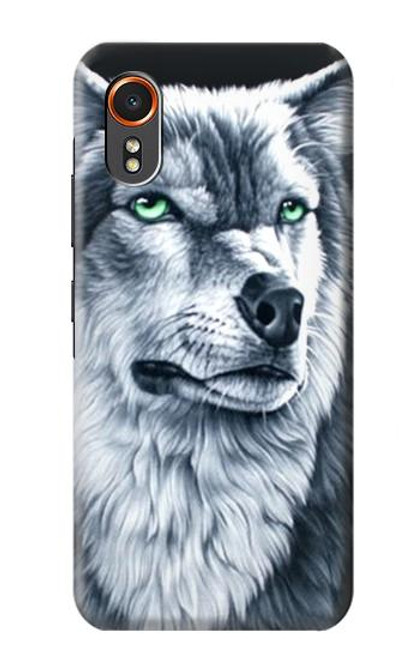 S0123 Loup blanc Etui Coque Housse pour Samsung Galaxy XCover7