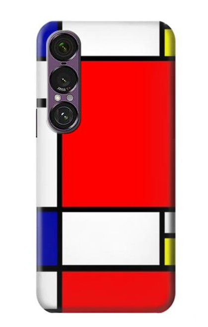 S0157 Composition Rouge Bleu Jaune Etui Coque Housse pour Sony Xperia 1 VII