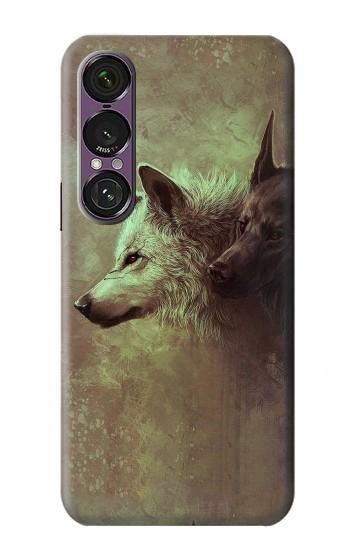S0931 Loup Blanc Noir Etui Coque Housse pour Sony Xperia 1 VII