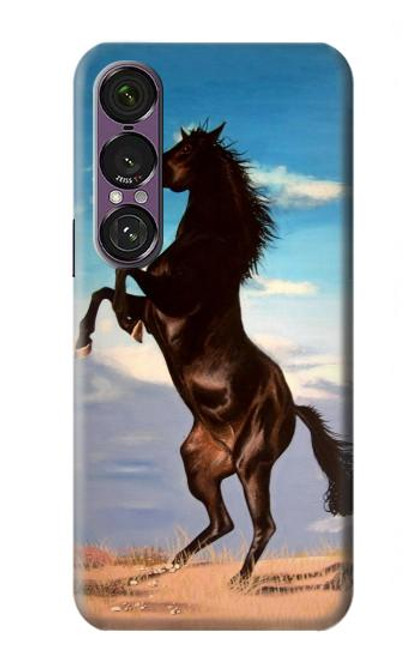 S0934 Sauvage Black Horse Etui Coque Housse pour Sony Xperia 1 VII