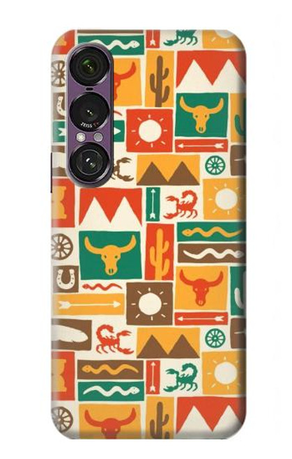 S1873 Motif de l'Ouest Etui Coque Housse pour Sony Xperia 1 VII