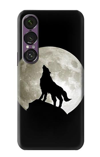 S1981 Loup hurlant à la lune Etui Coque Housse pour Sony Xperia 1 VII