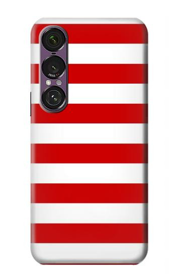 S2364 Rouge et blanc rayé Etui Coque Housse pour Sony Xperia 1 VII