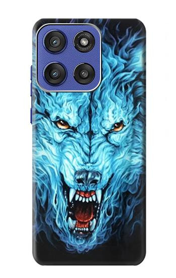 S0752 Feu bleu Loup Etui Coque Housse pour Motorola Moto G Stylus 5G (2025,2026), Edge 60 Stylus