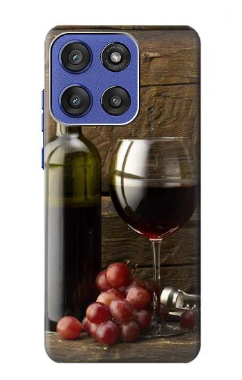 S1316 Raisins Bouteille et un verre de vin rouge Etui Coque Housse pour Motorola Moto G Stylus 5G (2025,2026), Edge 60 Stylus
