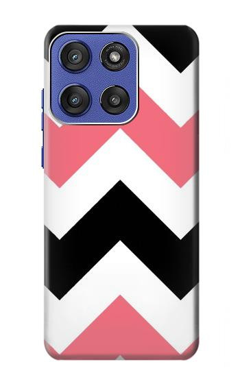 S1849 Rose Noir Chevron Zigzag Etui Coque Housse pour Motorola Moto G Stylus 5G (2025,2026), Edge 60 Stylus