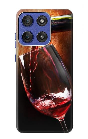 S2396 Rouge Bouteille de vin et le verre Etui Coque Housse pour Motorola Moto G Stylus 5G (2025,2026), Edge 60 Stylus
