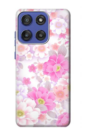 S3036 Flore de fleur rose douce Etui Coque Housse pour Motorola Moto G Stylus 5G (2025,2026), Edge 60 Stylus