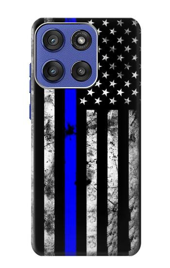 S3244 Ligne Bleu mince Etats-Unis Etui Coque Housse pour Motorola Moto G Stylus 5G (2025,2026), Edge 60 Stylus