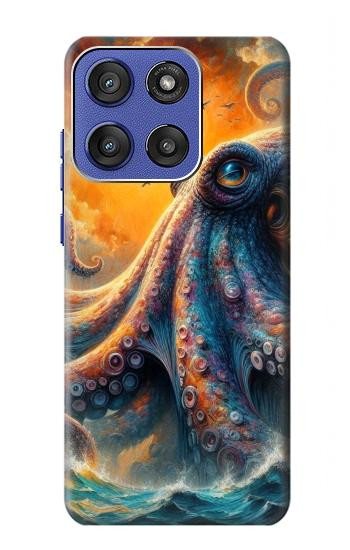 S4003 Peinture à l'huile géante Pieuvre Etui Coque Housse pour Motorola Moto G Stylus 5G (2025,2026), Edge 60 Stylus