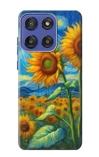 S4019 Tournesol style Van Gogh Etui Coque Housse pour Motorola Moto G Stylus 5G (2025,2026), Edge 60 Stylus