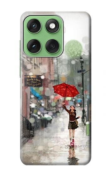S0108 Fille sous la pluie Etui Coque Housse pour Motorola Edge 60