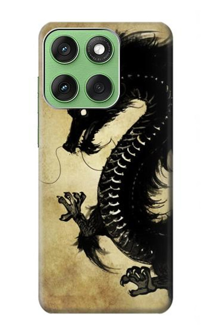 S1482 Peinture Noir dragon Etui Coque Housse pour Motorola Edge 60