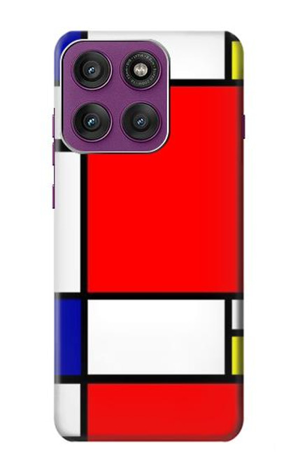 S0157 Composition Rouge Bleu Jaune Etui Coque Housse pour Motorola Edge 60 Pro
